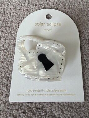 Solar Eclipse Hand Painted Heart Locket Hair Clip